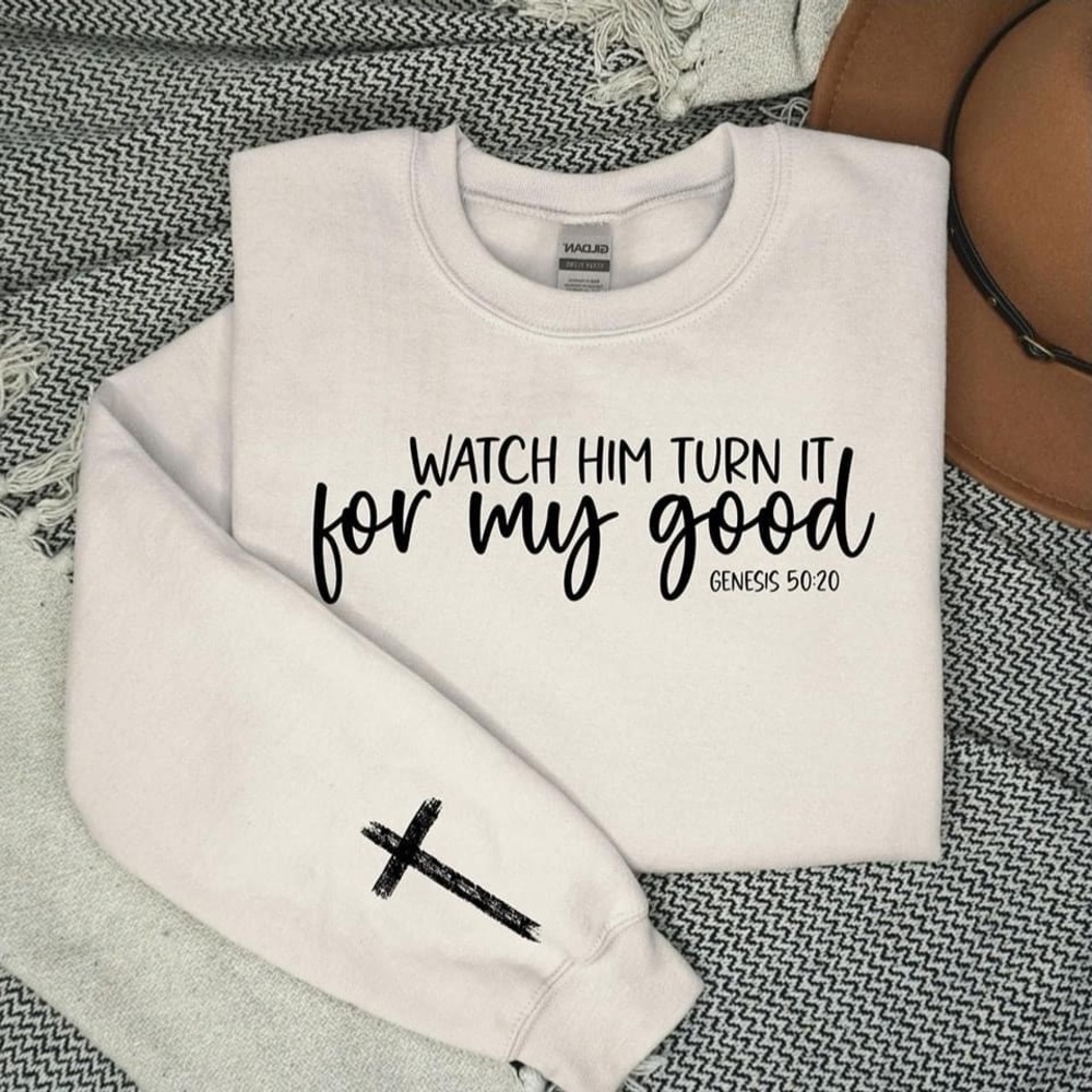 Gildan White Sweatshirt with Black Print